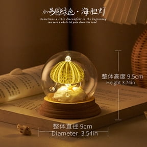 Sinkoo Sea Shell Night Light, 3.7" Handcrafted Sea Urchin Jellyfish Home Decor Lamp With LED Bulb, Bedroom Nightstand Lamp, Best Gift for Halloween Christmas Birthday