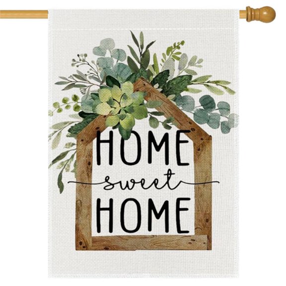 Sinkoo Spring House Flag 28x40 Inch Double Sided Eucalyptus Large Burlap for Outside Welcome Holiday Yard Party Decoration