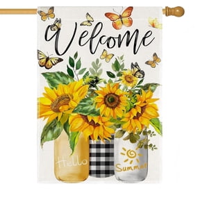 Sinkoo Summer Sunflower Garden Flag House Flags 28x40 inch Double Sided Welcome Large House Flag, Outdoor Flag for Porch Farmhouse Summer Decor