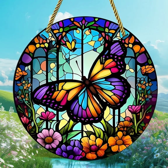 Sinkoo Butterfly Gifts for Women, 8" Acrylic Sun Catcher for Window Hanging, Rainbow Suncatcher Boho Wall Art Decor, Indoor/Outdoor for Window Garden