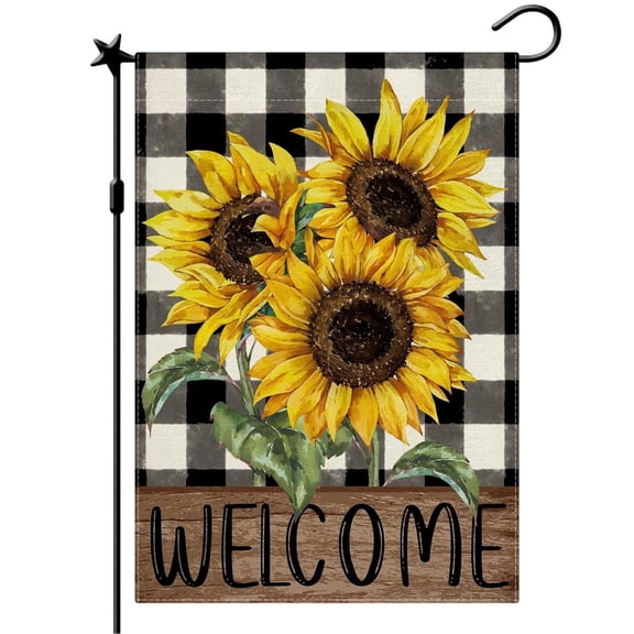 Sinkoo Sunflower Spring Summer Garden Flag 12x18 Inch Double Sided Outside, Welcome Lawn Yard Outdoor Flag
