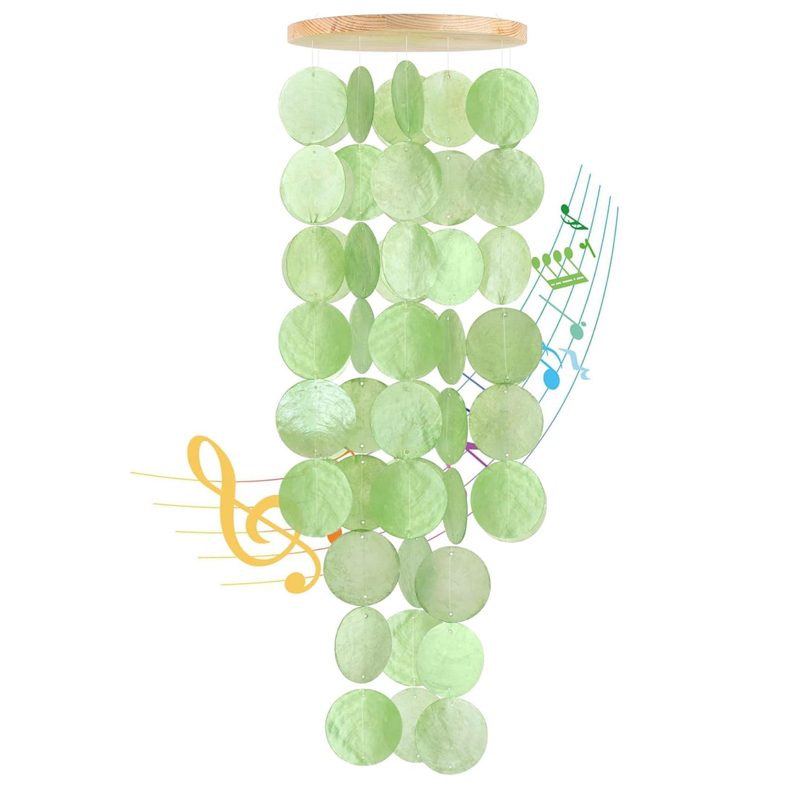 Sinkoo Wind Chimes for Outside - Handcrafted Green Capiz Shells Windchime Coastal Style Decor for Indoor/Outdoors, Garden Decor, Great for Family Friend, Wind Chimes Lovers and More