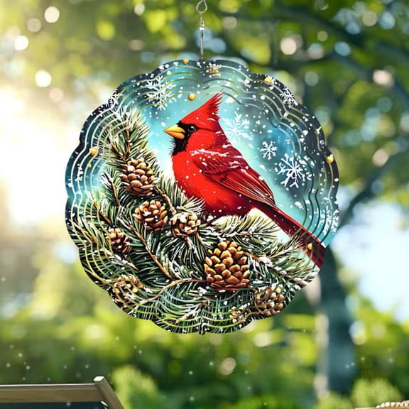 Sinkoo Wind Spinners Outdoor Cardinal Bird, 10 inch 3D Kinetic Hanging Sculpture, Stainless Steel Wind Spinner, Unique Gifts for Women Men Bird Lovers, for Outside Garden Patio Yard Decor