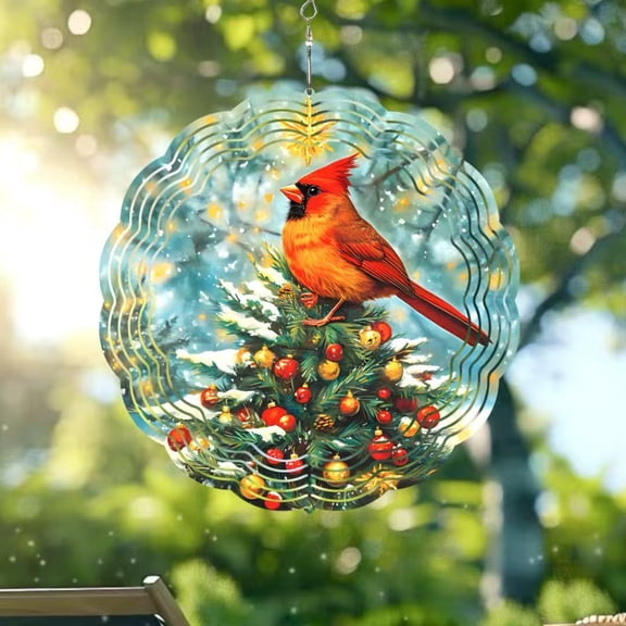Sinkoo Wind Spinners Outdoor Cardinal Bird, 12 inch 3D Kinetic Hanging Sculpture, Stainless Steel Wind Spinner, Unique Gifts for Women Men Bird Lovers, for Outside Garden Patio Yard Decor
