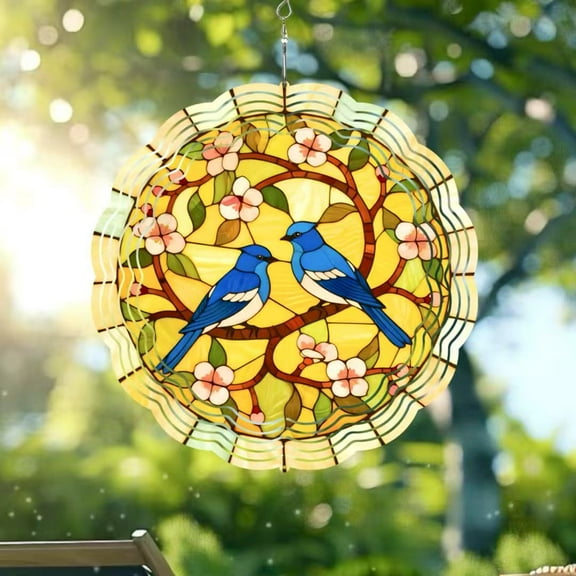 Sinkoo Wind Spinners Outdoor Blue Brid, 10 inch 3D Kinetic Hanging Sculpture, Stainless Steel Wind Spinner, Unique Gifts for Women Men Bird Lovers, for Outside Garden Patio Yard Decor