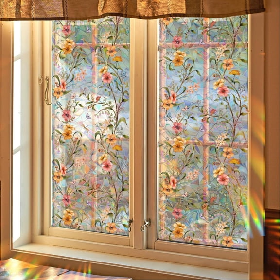 Sinkoo Window Privacy Film, Frosted Glass Decorative Static Cling Sticker Sun Blocking Vinyl Covering for Home Kitchen Living Room Bathroom, 20 x 78.7 inch