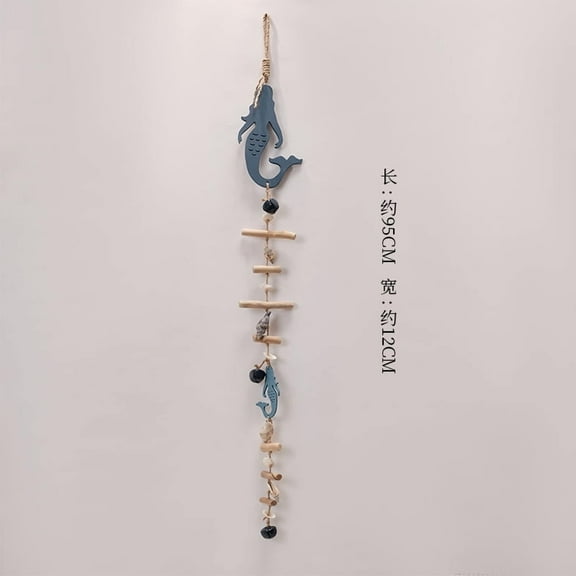 Sinkoo Wooden Driftwood Wall Decor, Mermaid Bathroom Decor With Bell, Driftwood Beach Room Decor for Home Indoor Outdoor, Coastal Wall Art for Living Room, Bedroom and Dining Room