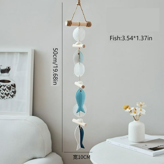 Sinkoo Wooden Nautical Outdoor Wall Decor, Coastal Decor,Sea Shells Windchime Wall Decor,Ocean Coastal Wall Art Room Decor,Beach Bathroom Decor, Indoor Outdoor Ocean Decor, Beach Decoration Home