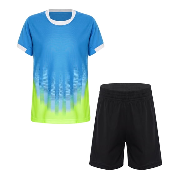 Sinleey Boys Soccer Jersey Athletic 2 Piece Set Kids Sports Football Uniform Activewear Gym Quick Dry Sky Blue 3XS