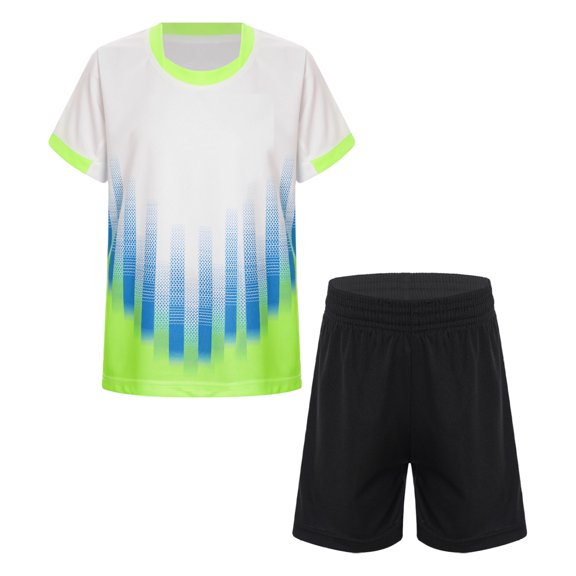 Sinleey Boys Soccer Jersey Athletic 2 Piece Set Kids Sports Football Uniform Activewear Gym Quick Dry White M