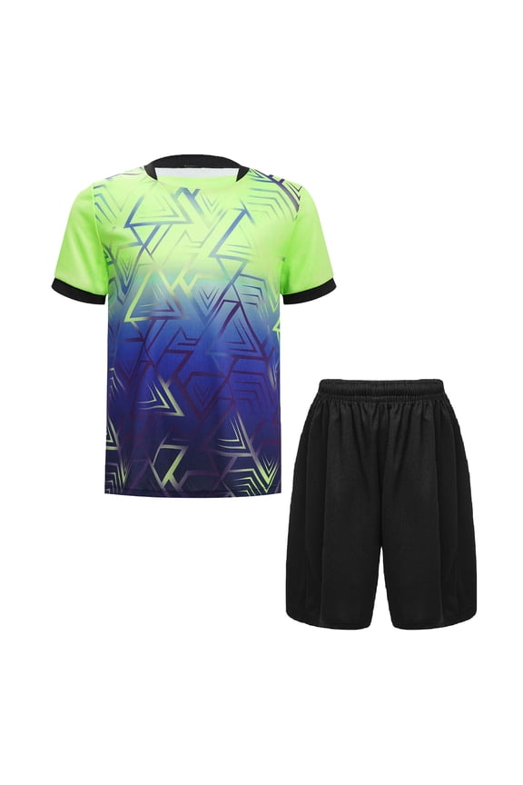 Children's Boys' Sportswear Football Team Uniform Sports Suits Basketball Jersey Set Summer Tracksuits Fluorescent Green 16