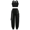 thumbnail image 1 of Sinleey Girls Hip Hop Dance Outfits Crop Tops with Chain Sweatpants Set Street Dance Outfits Active Black 10, 1 of 7