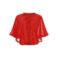 thumbnail image 1 of Sinleey Girls Kids Wedding Party Dress Cover Up Open Front Summer Blouse Bolero Shrug Tops Chiffon Red M, 1 of 6