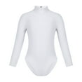 thumbnail image 1 of Sinleey Girls Long Sleeves Ballet Dance Leotard Kids Gymnastics Mock Neck Jumpsuit Unitard Tops White 3-4, 1 of 7