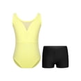 thumbnail image 1 of Sinleey Girls Mesh V-Neck Ballet Dance Leotard Outfits Gymnastics Athletic Bodysuit with Shorts Yellow 10, 1 of 7