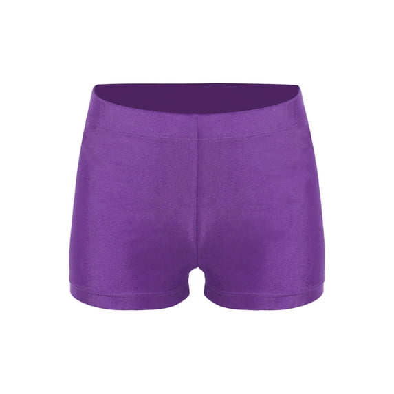 Sinleey Girls Sparkle Ballet Dance Shorts Glitter Athletic Shorts High Waisted Workout Sports Yoga Purple 10