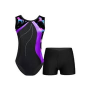 Sinleey Gymnastics Leotards for Girls Sleeveless One-piece Ballet Dancing Athletic Leotards with Purple 8
