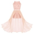 thumbnail image 1 of Sinleey Junior Bridesmaid Flower Girl Dress Wedding Prom Party Ball Gown Halter Floral Lace Romper Dress Coral 14, 1 of 7