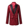 thumbnail image 1 of Sinleey Kids Big Boys Blazer Shiny Sequins Lapel Swallowtail Suit Jacket for Birthday Party Banquet A Burgundy 12, 1 of 7