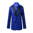 thumbnail image 1 of Sinleey Kids Big Boys Blazer Shiny Sequins Lapel Swallowtail Suit Jacket for Birthday Party Banquet Blue 14, 1 of 7