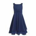 thumbnail image 1 of Sinleey Kids Big Girls' Knotted Waist Chiffon Flower Dress Wedding Party Bridesmaid Formal Dresses Navy Blue 16, 1 of 7