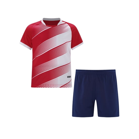 Sinleey Kids Boys Football Jersey 2 Piece Sport Outfit Team Uniform Athletic Shirts and Soccer Red S