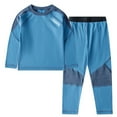 thumbnail image 1 of Sinleey Kids Boys Girls Thermal Underwear Set Long Sleeve Base Layer Top with Bottoms Fall Winter Blue 150, 1 of 4
