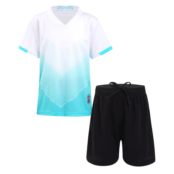 Sinleey Kids Boys Jerseys Shirts and Shorts Set Basketball Football Exercise Sportswear White 3XS