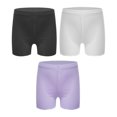 thumbnail image 1 of Sinleey Kids Girls 3 Piece Safety Shorts Dance Bike Shorts Breathable and Safety Yoga Athletic Sports Black&White&Purple 120, 1 of 5