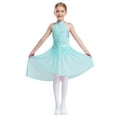 thumbnail image 1 of Sinleey Kids Girls Ballet Modern Lyrical Dance Dress Asymmetrical Hem Leotard Tutu Skirt Figure Ice Skating Dress Light Blue 6, 1 of 7