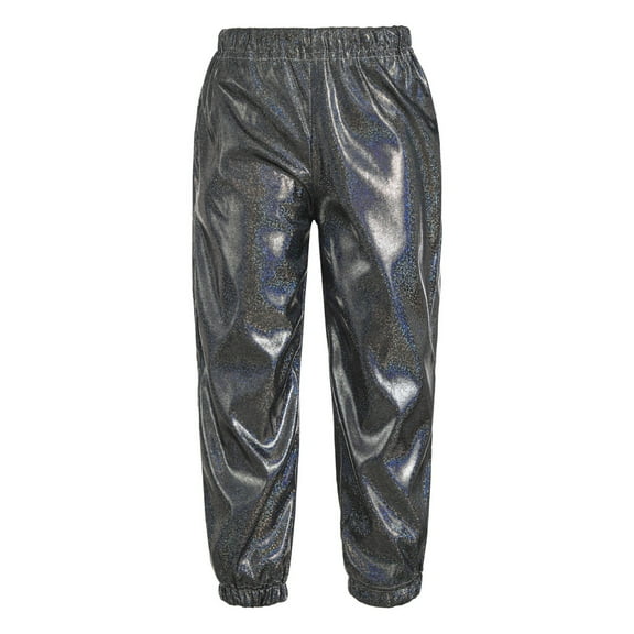 Sinleey Kids Girls Boys Glittery Metallic Harem Pants Hip Hop Latin Streets Casual Sweatpants Tighten Black 110