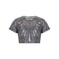 thumbnail image 1 of Sinleey Kids Girls Boys Shiny Sparkle T-Shirts Dance Crop Top Short Sleeve Cropped Tees Dance Black 180, 1 of 7
