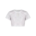 thumbnail image 1 of Sinleey Kids Girls Boys Shiny Sparkle T-Shirts Dance Crop Top Short Sleeve Cropped Tees Dance Silver 180, 1 of 7