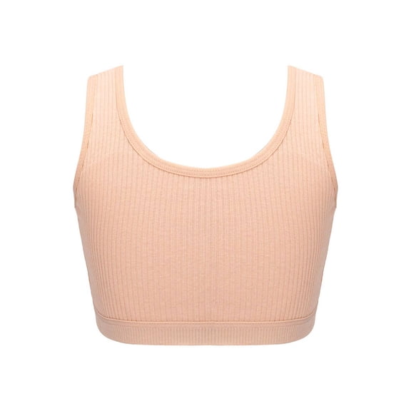 Sinleey Kids Girls Cami Racerback Tank Top Breathable Knitted Sports Vest U Neck Cotton Training Bra Pink S