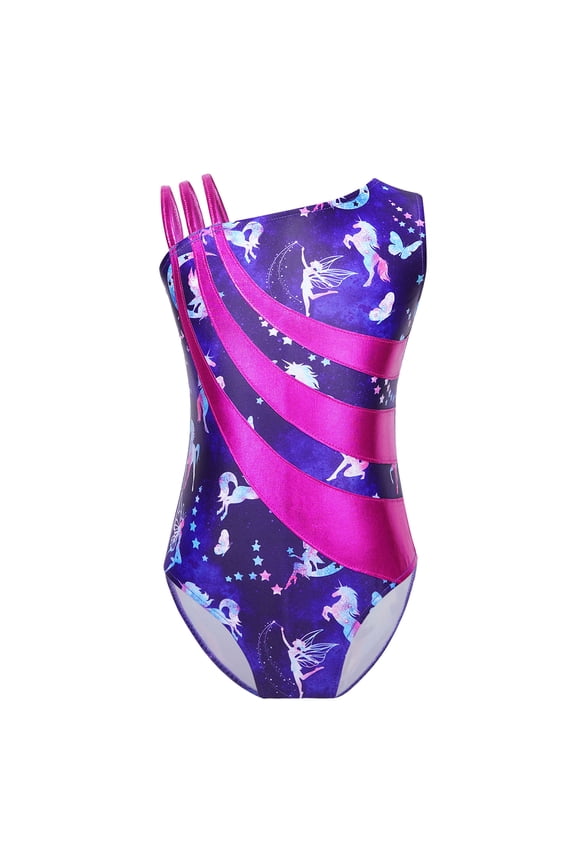 Kids Girls Gymnastics Leotard Ballet Dance Strechy Unitard Dancing Tumbling Bodysuit Navy Blue 12