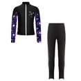 thumbnail image 1 of Sinleey Kids Girls Ice Skating Outfits Long Sleeve Zipper Skating Jacket with Shiny Leggings Black 10, 1 of 4