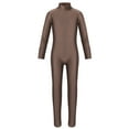 thumbnail image 1 of Sinleey Kids Girls Long Sleeves Gymnastic Full Body Leotard Unitard Zipper Athletic Sports Jumpsuit Brown 5-6, 1 of 7