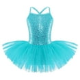 thumbnail image 1 of Sinleey Kids Girls Sequin Camisole Ballet Dance Skirted Leotard Mesh Tutu  Dress Blue 4-5, 1 of 7