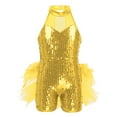 thumbnail image 1 of Sinleey Kids Girls Shiny Sequins Dance Ruffled Leotard Hip-Hop Latin Jazz Dance Performance Costumes Yellow 12, 1 of 7