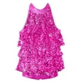 thumbnail image 1 of Sinleey Kids Girls Shiny Sequins Halter Ballet Dance Leotard Dress Latin Jazz Dancing Performance Costume Rose 16, 1 of 7