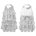 thumbnail image 1 of Sinleey Kids Girls Shiny Sequins Halter Ballet Dance Leotard Dress Latin Jazz Dancing Performance Costume Silver 4, 1 of 7