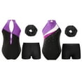 thumbnail image 1 of Sinleey Kids Girls Sleeveless Gymnastics Leotard Ballet Dance Athletic Unitard with Shorts Hair Band Purple&Black 12, 1 of 6