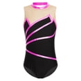 thumbnail image 1 of Sinleey Kids Girls Sleeveless Mesh Splice Ballet Dance Leotard Striped Gym Training Bodysuit Unitard Hot Pink 16, 1 of 5