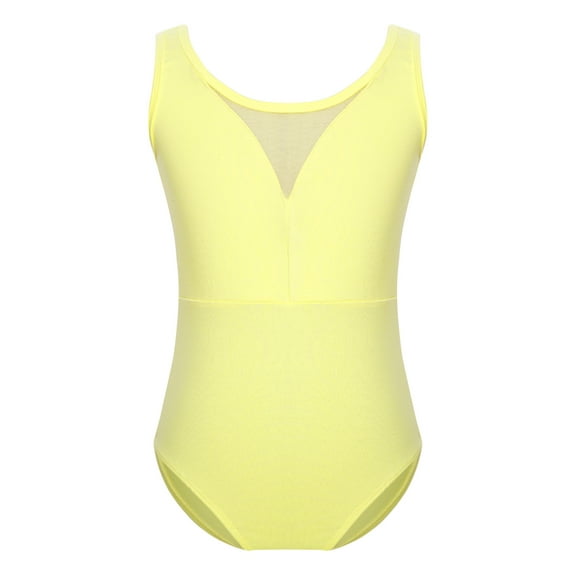 Sinleey Kids Mesh Dance Leotard Baby Girls Gymnastics Tumbling Bodysuit Ballet Ballerina Outfit Yellow 110