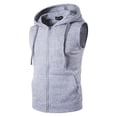 thumbnail image 1 of Sinleey Men Workout Hooded Tank Tops Sleeveless Gym Zip-up Hoodies with Pocket Bodybuilding Muscle Gray XXL, 1 of 4