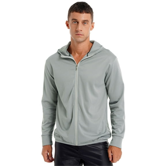 Sinleey Men's Full Zip UPF 50+ Shirt Hooded Light Jacket Long Sleeves Sun Protection Rash Guard for Grey 4XL