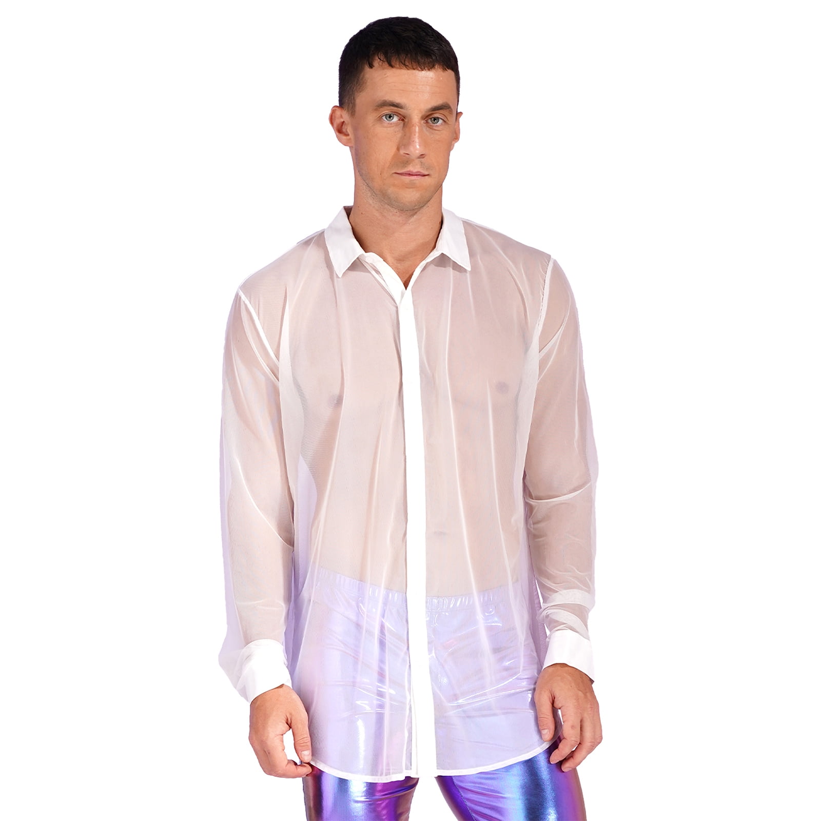 Mens sheer white dress shirt hotsell