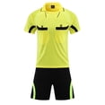 thumbnail image 1 of Sinleey Men's Soccer Referee Jersey Outfits Short Sleeve Pro Referee Shirts with Shorts Set Football Yellow XL, 1 of 6
