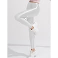 thumbnail image 1 of Sinleey Mens Womens Metallic Compression Pants Workout Athletic Dance Leggings Running Gym Tights White XL, 1 of 4