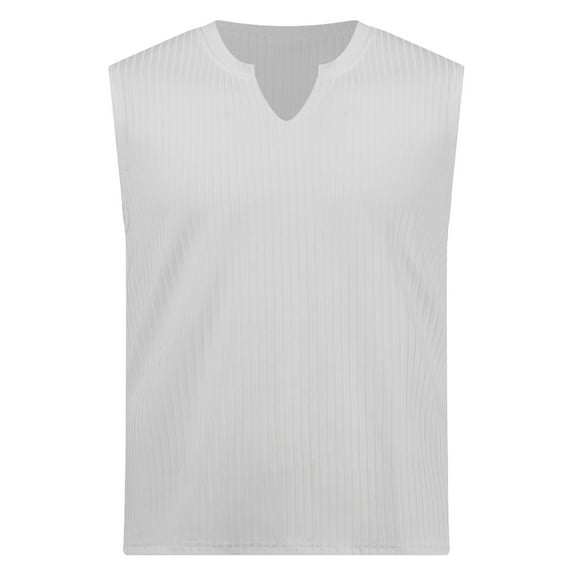 Sinleey Sleeveless Shirts for Men Athletic Sweatshirt Moisture Wicking Tank Sports Muscle Top Casual White M